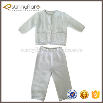 nuevo diseño moda bebé blanco niños suéter pantalones setsater